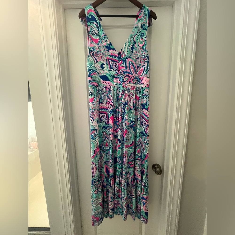 Lilly Pulitzer Pink and Blue Paisley Maxi Dress - Picture 4 of 8